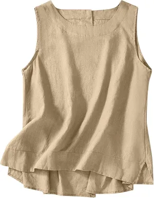 Cotton Linen Tank Tops for Women Summer Clothes Vacation Tops Loose Fit Sleeveless Shirts Beach Lightweight Vests
