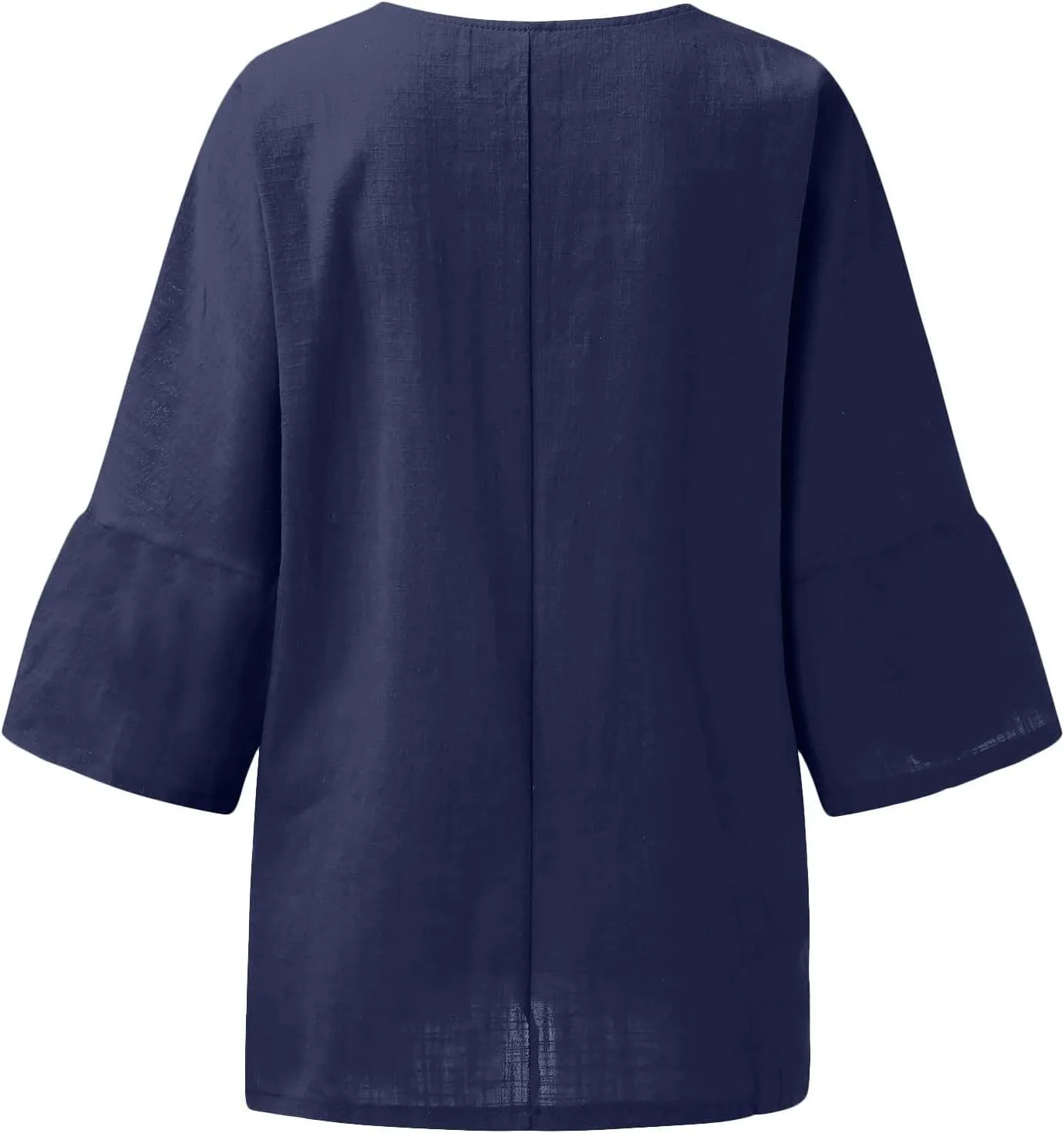 Cotton Linen Tops for Women Loose Fit Boho Solid Tunic Tops 2024 Summer Casual Elbow Sleeve Side Slit Blouse, Beige