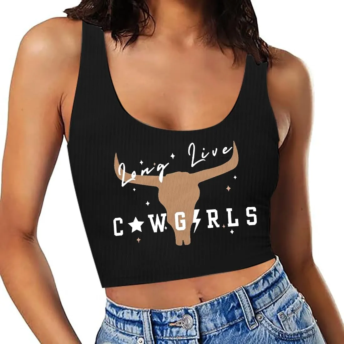 Cowgirl Crop Top Women Country Concert Tops Western Cowboy Tank Tops Country Music Cami Sleeveless Tops