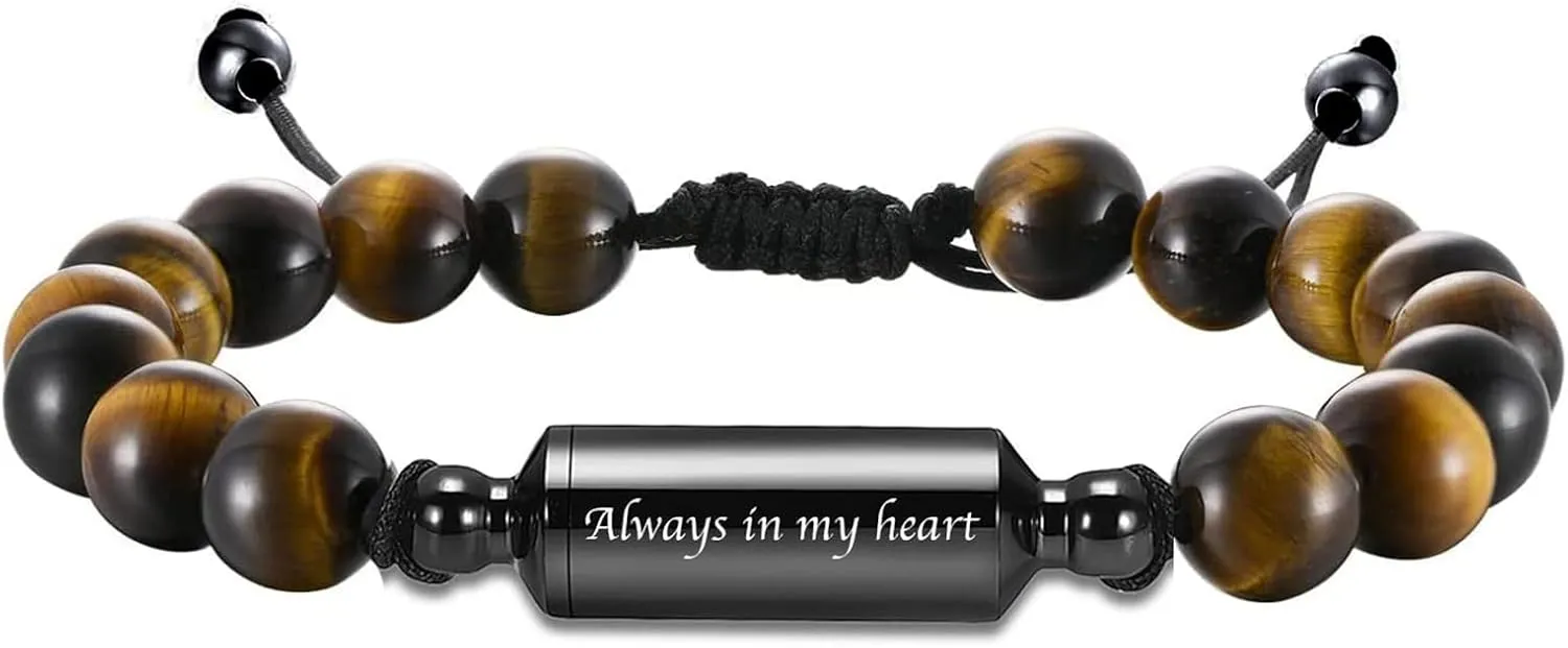 Cremation Jewelry Urn Bracelet for Ashes Braided Rope Beads Cremation Bangle Chakra Healing Balancing Memorial Keepsake Ashes Bracelet for Women Men