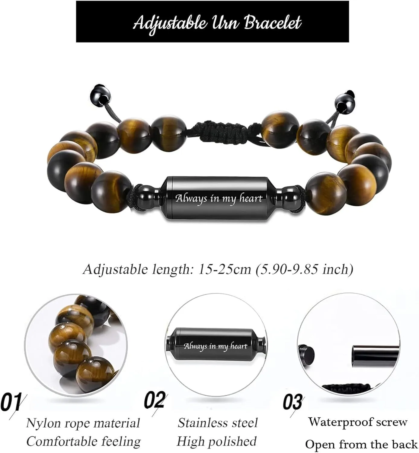 Cremation Jewelry Urn Bracelet for Ashes Braided Rope Beads Cremation Bangle Chakra Healing Balancing Memorial Keepsake Ashes Bracelet for Women Men
