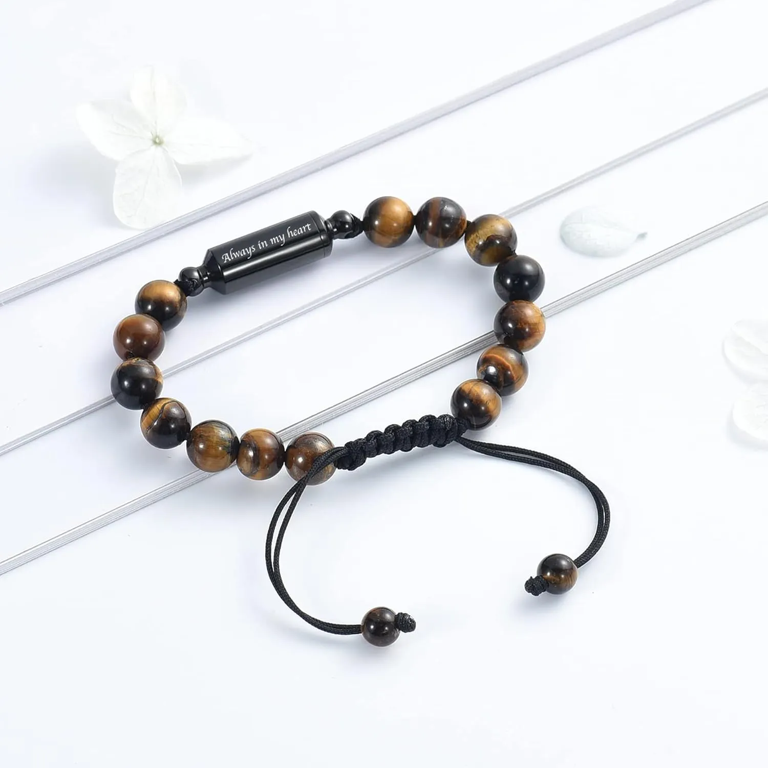 Cremation Jewelry Urn Bracelet for Ashes Braided Rope Beads Cremation Bangle Chakra Healing Balancing Memorial Keepsake Ashes Bracelet for Women Men
