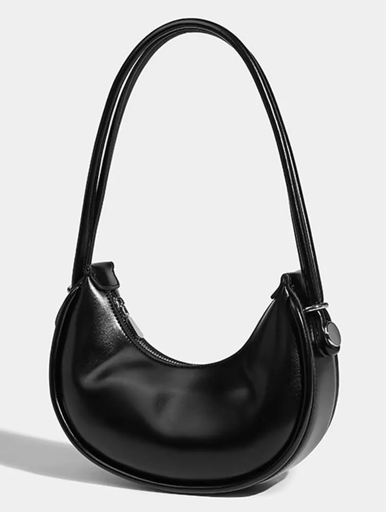 Crescent Purses for Women Shoulder Tote Bag Y2k PU Leather Handbags Small Dumpling Top Handle Satchel