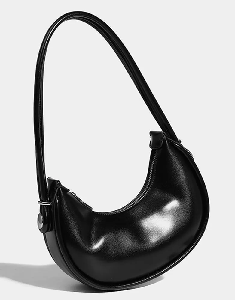 Crescent Purses for Women Shoulder Tote Bag Y2k PU Leather Handbags Small Dumpling Top Handle Satchel