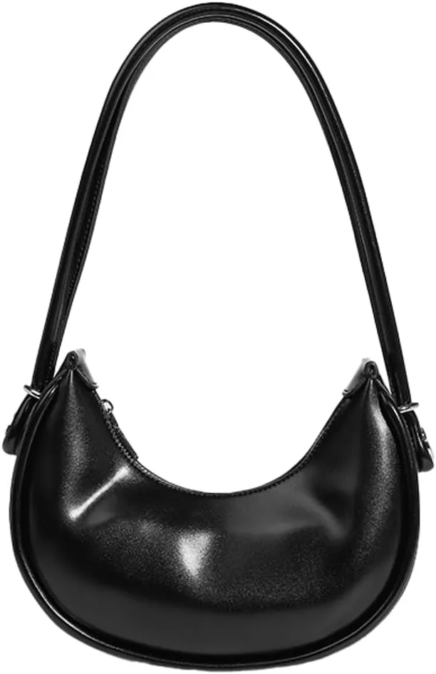 Crescent Purses for Women Shoulder Tote Bag Y2k PU Leather Handbags Small Dumpling Top Handle Satchel