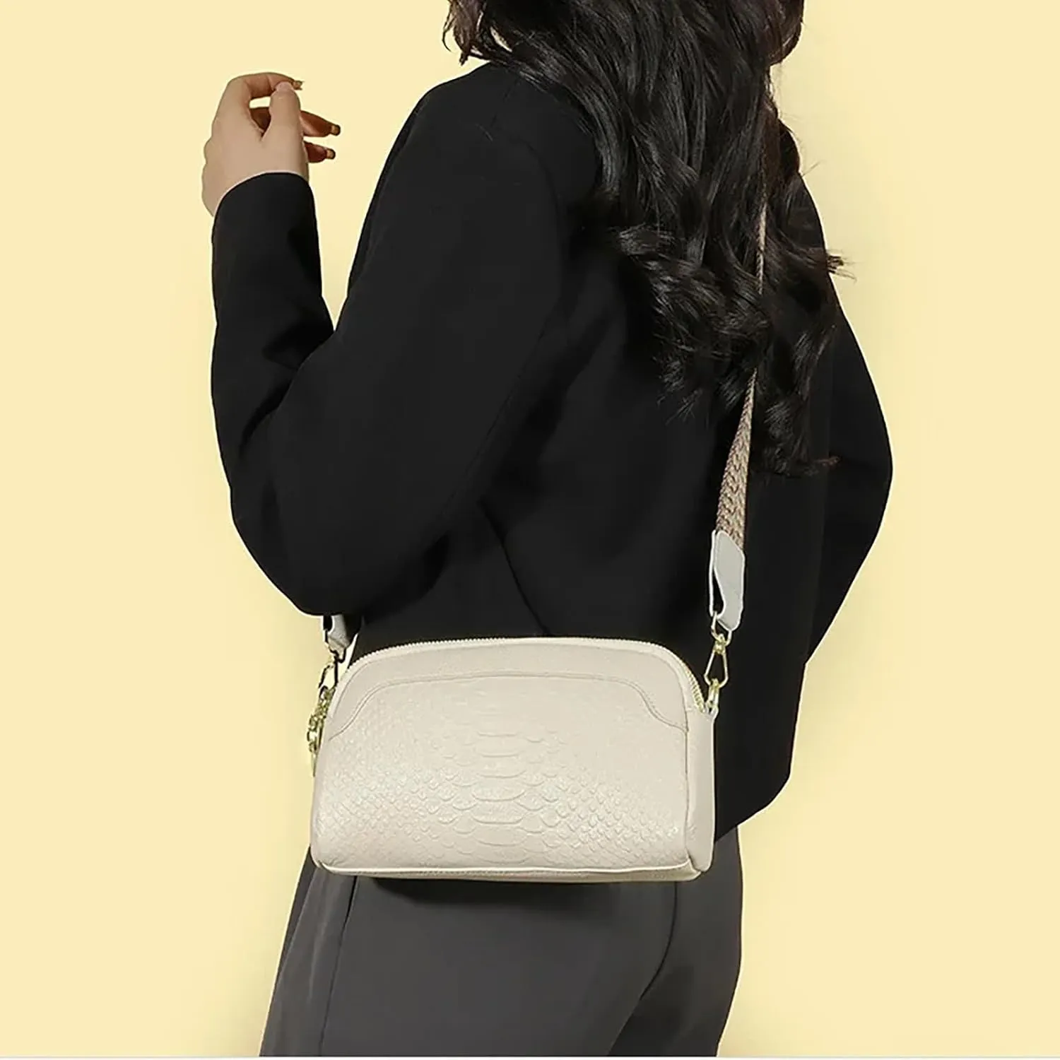 Crossbody Bags for Women Faux Leather Small Shoulder Purse with Adjustable Straps Simple Fashion Square Tote Bag