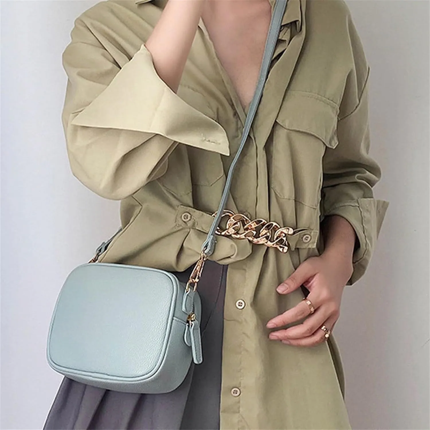 Crossbody Bags for Women Faux Vegan Leather Small Square Shoulder Bag with Adjustable Strap Fashion Everyday Purses