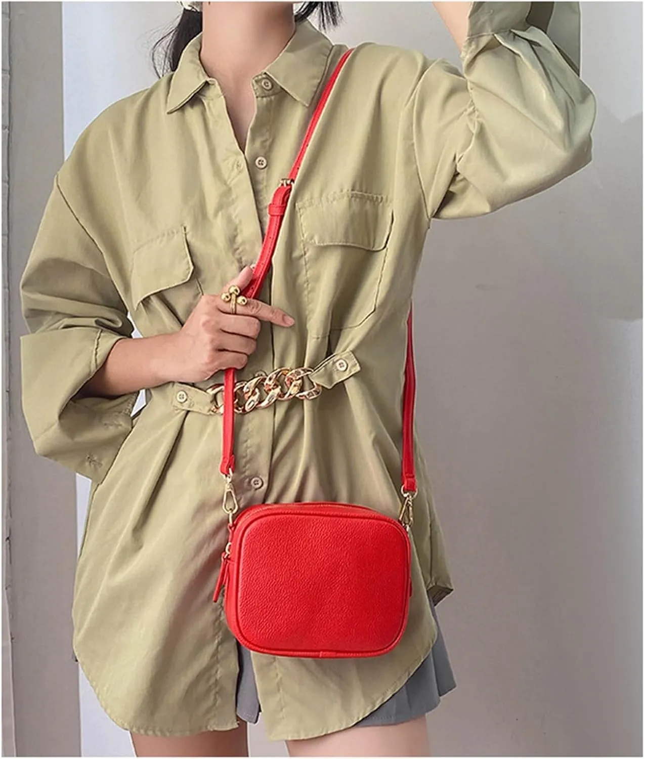 Crossbody Bags for Women Faux Vegan Leather Small Square Shoulder Bag with Adjustable Strap Fashion Everyday Purses