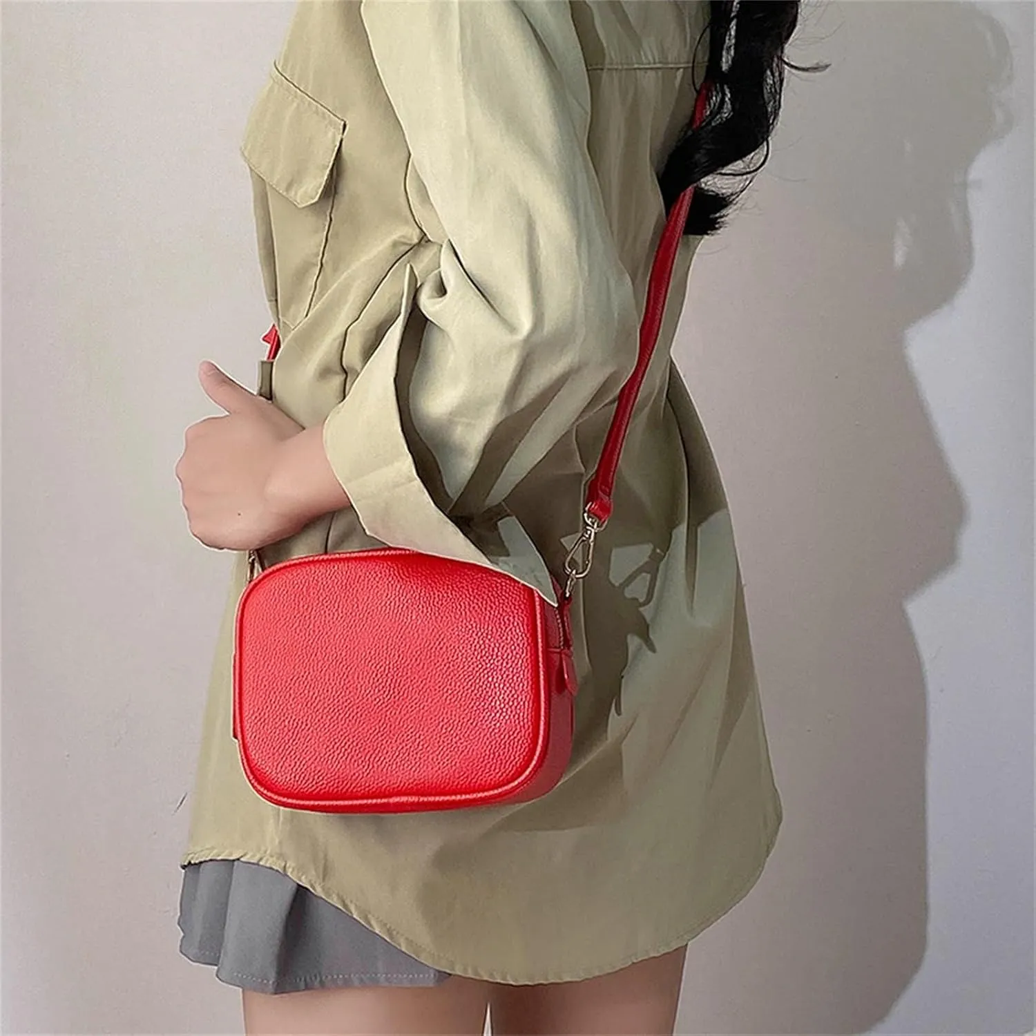 Crossbody Bags for Women Faux Vegan Leather Small Square Shoulder Bag with Adjustable Strap Fashion Everyday Purses