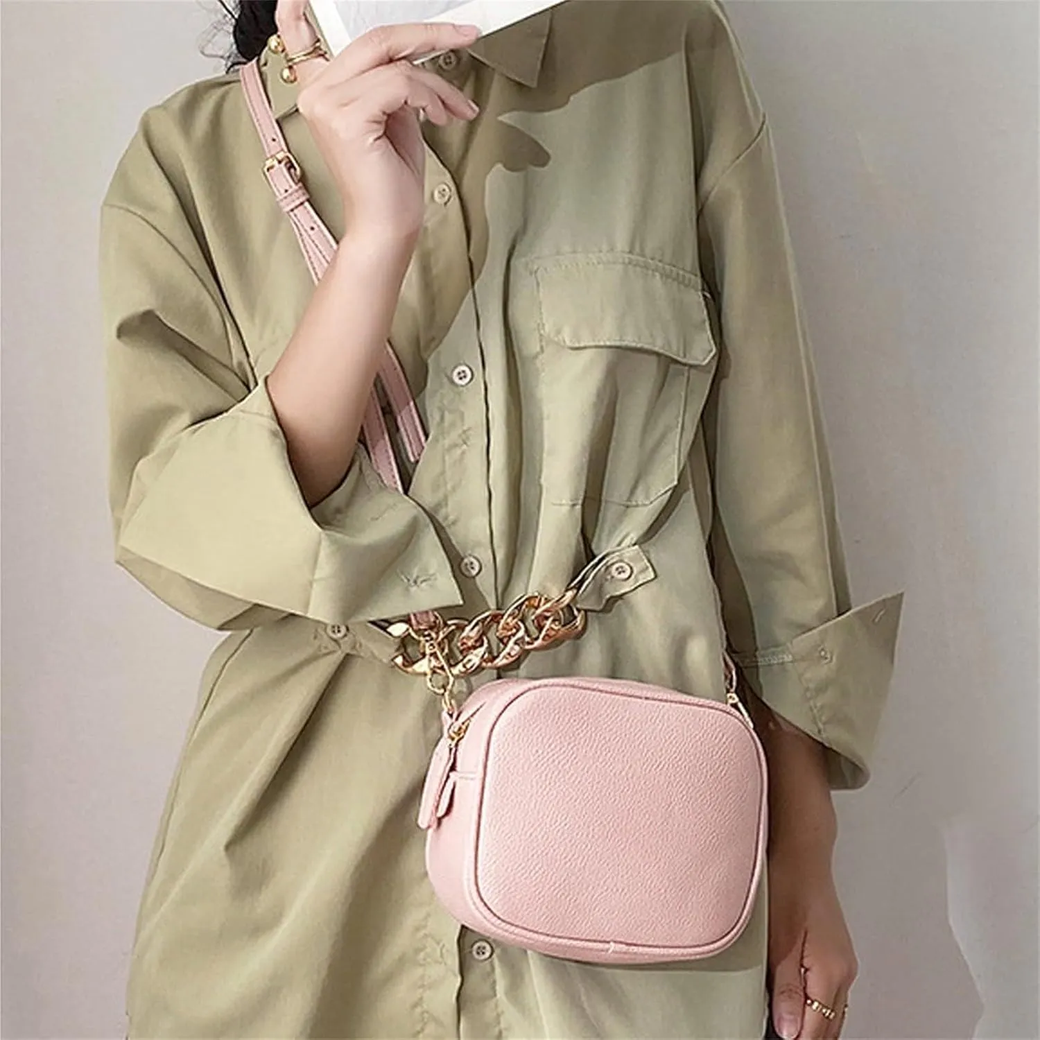Crossbody Bags for Women Faux Vegan Leather Small Square Shoulder Bag with Adjustable Strap Fashion Everyday Purses