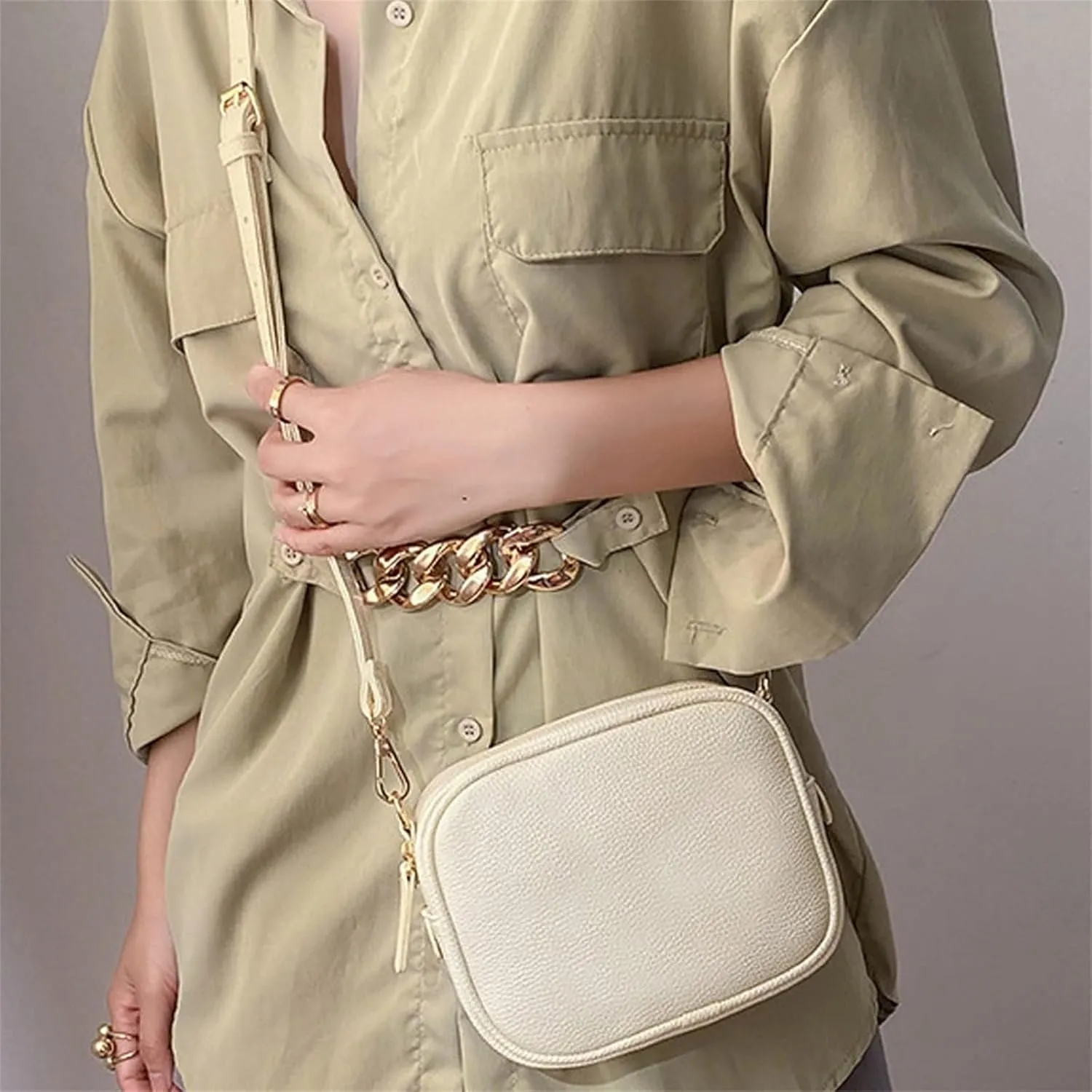 Crossbody Bags for Women Faux Vegan Leather Small Square Shoulder Bag with Adjustable Strap Fashion Everyday Purses