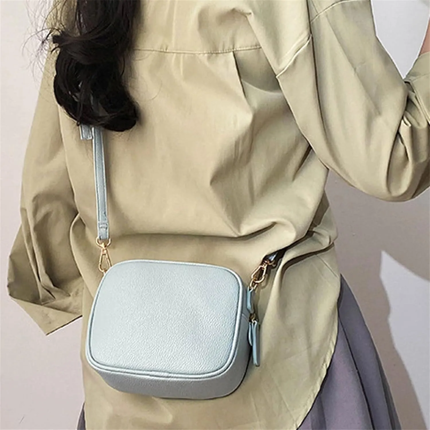 Crossbody Bags for Women Faux Vegan Leather Small Square Shoulder Bag with Adjustable Strap Fashion Everyday Purses
