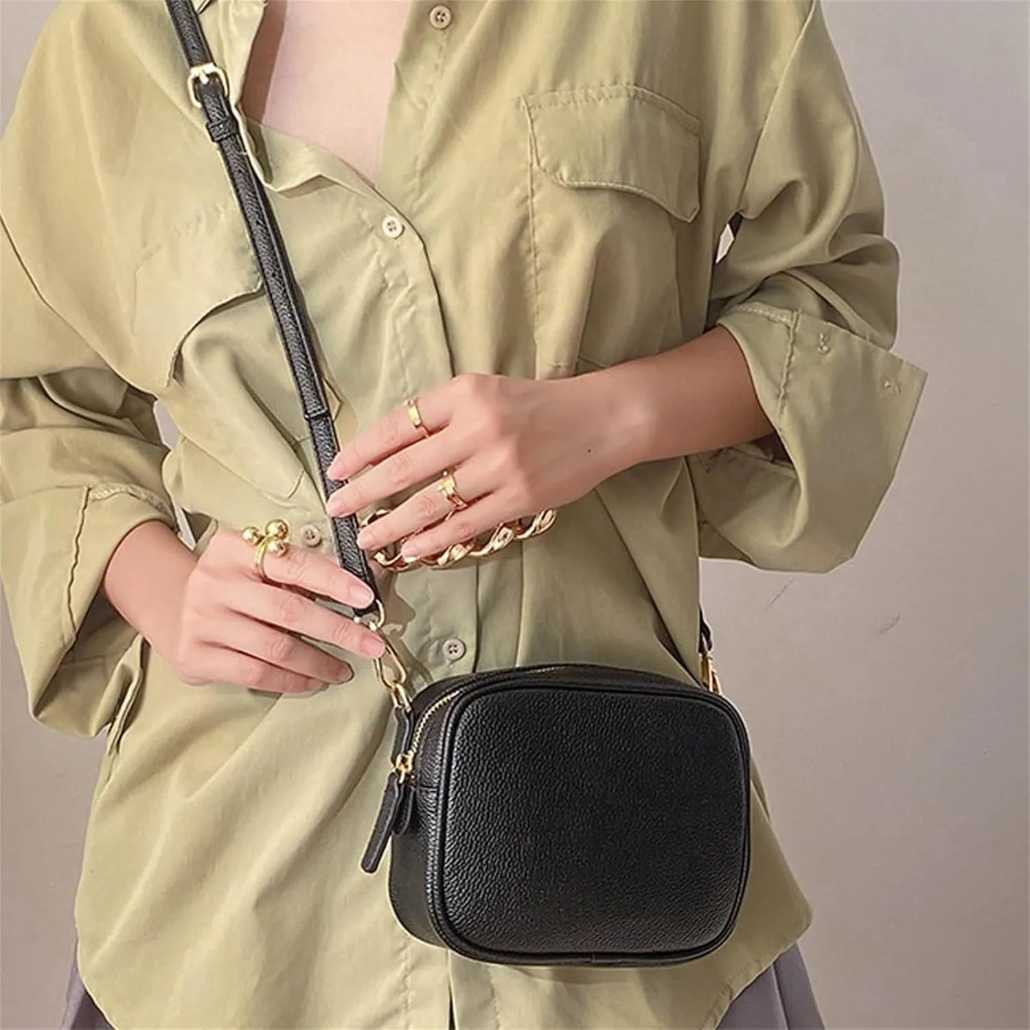 Crossbody Bags for Women Faux Vegan Leather Small Square Shoulder Bag with Adjustable Strap Fashion Everyday Purses