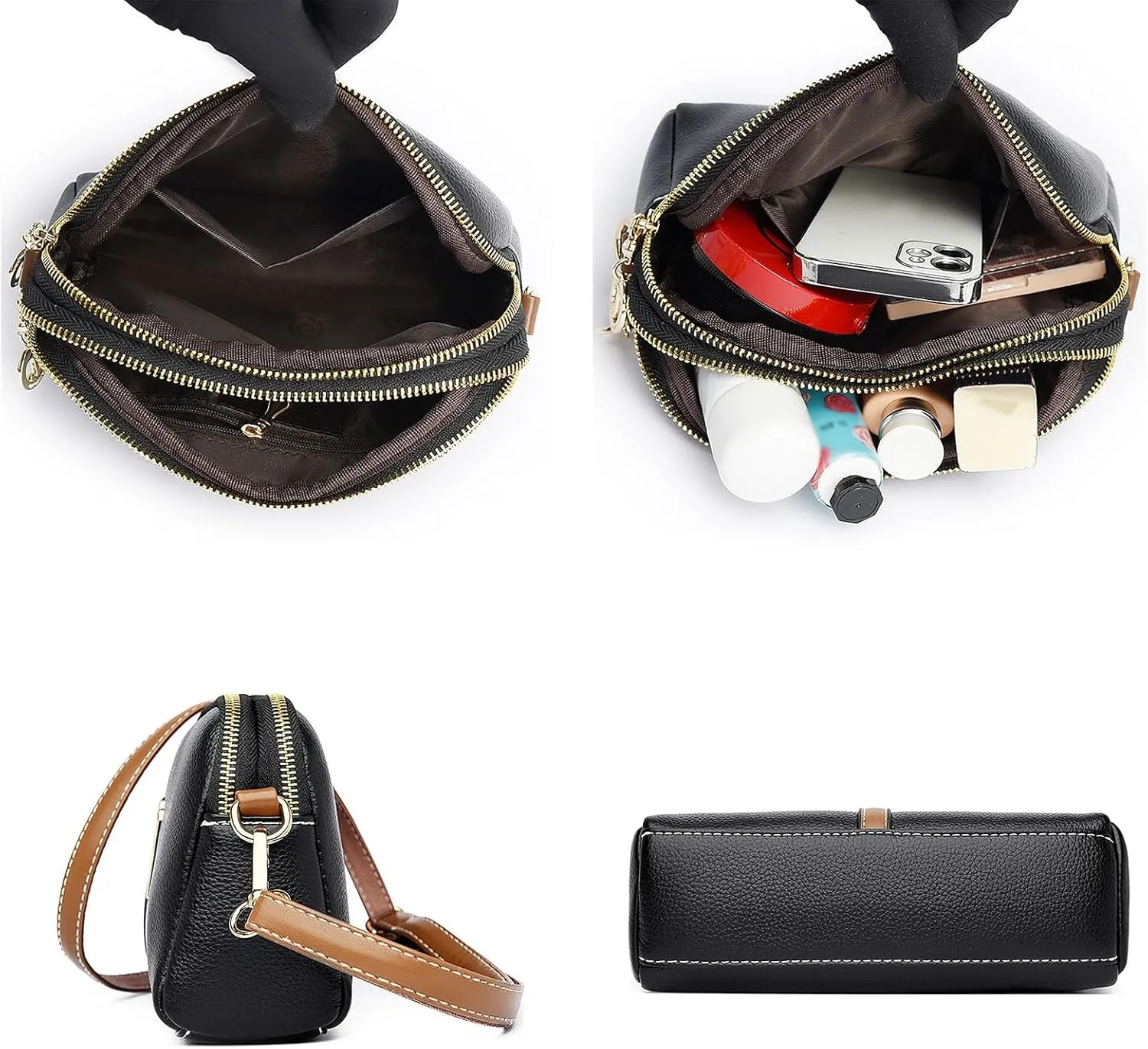 Crossbody Purses For Women Casual Adjustable Strap Ladies Shoulder Bag Shoulder Tote Bag (Black, One Size)