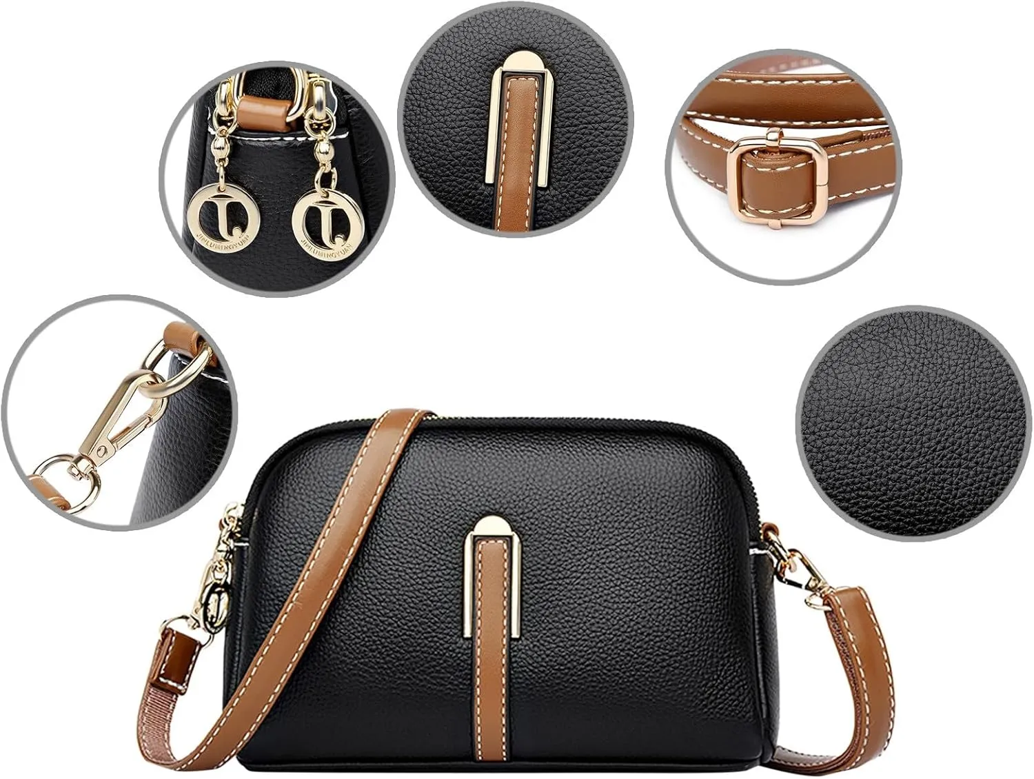Crossbody Purses For Women Casual Adjustable Strap Ladies Shoulder Bag Shoulder Tote Bag (Black, One Size)
