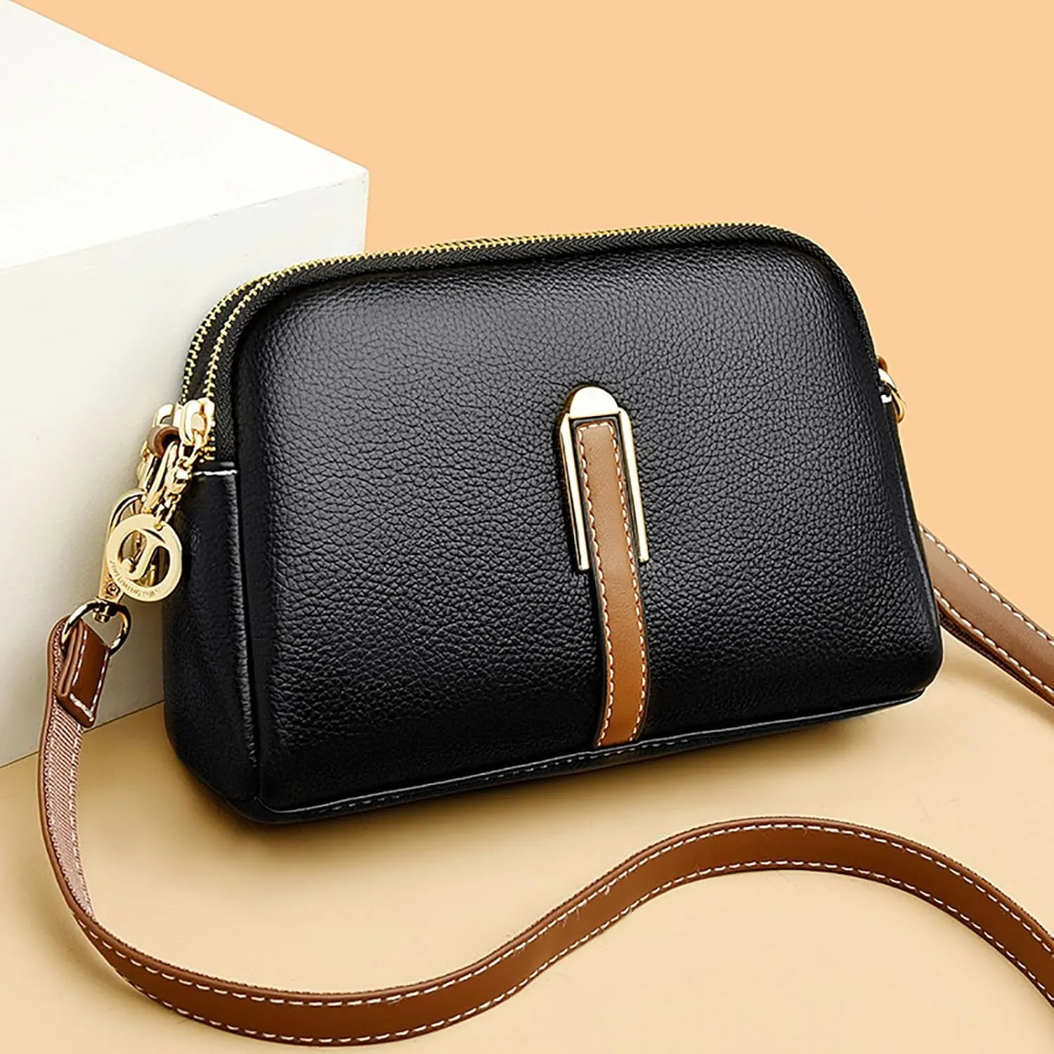 Crossbody Purses For Women Casual Adjustable Strap Ladies Shoulder Bag Shoulder Tote Bag (Black, One Size)