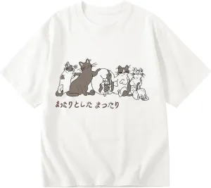 Cute Oversized Graphic Tees for Women Vintage Trendy Streetwear Harajuku Cat Shirts Retro Baggy Boyfriend Tshirts