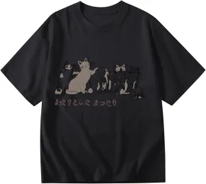Cute Oversized Graphic Tees for Women Vintage Trendy Streetwear Harajuku Cat Shirts Retro Baggy Boyfriend Tshirts