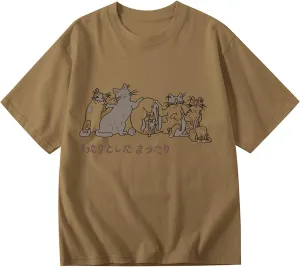 Cute Oversized Graphic Tees for Women Vintage Trendy Streetwear Harajuku Cat Shirts Retro Baggy Boyfriend Tshirts
