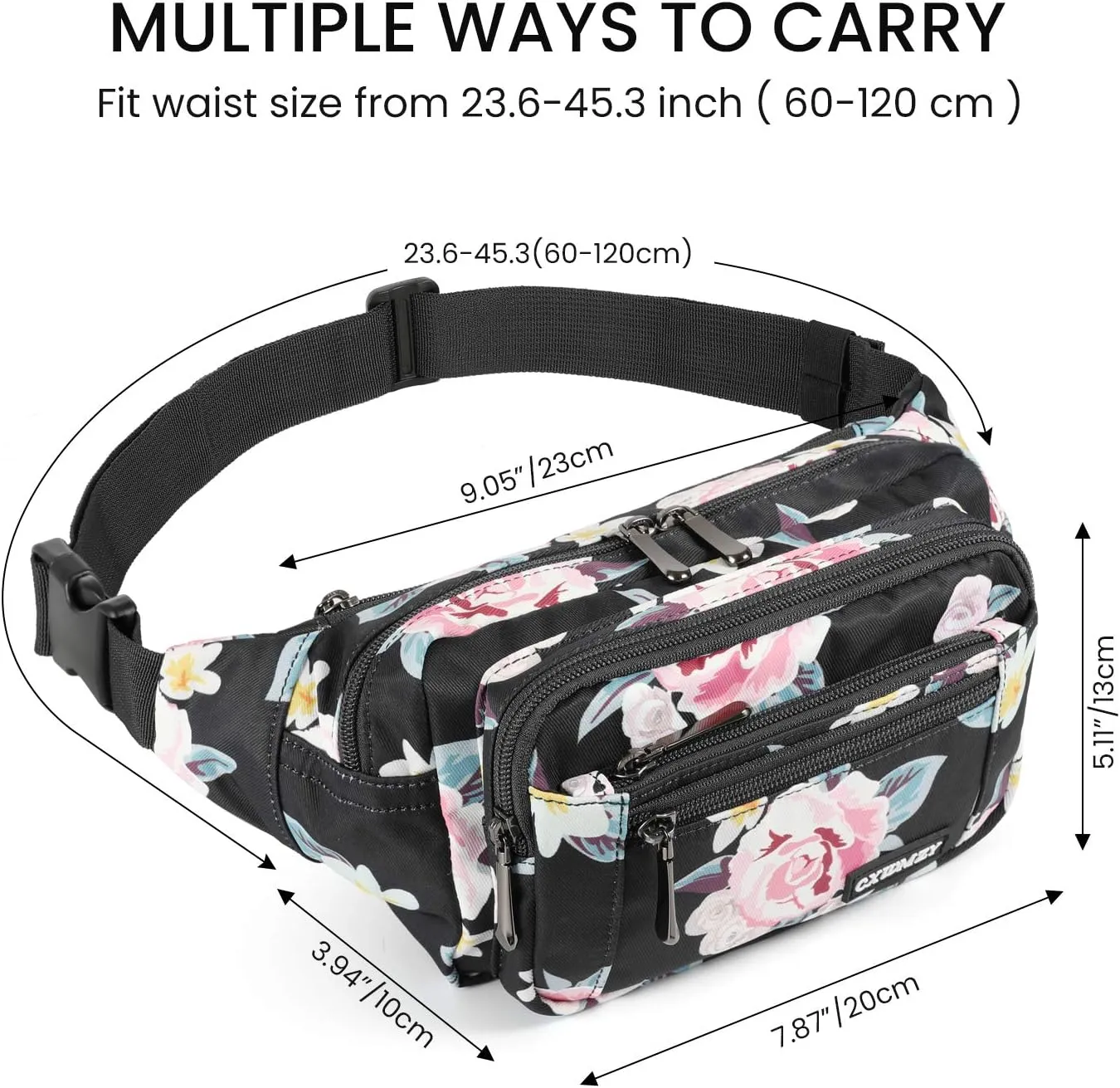 CXWMZY Fanny Packs For Women & Men Waist Pack Hip Bum Bag with Multi-Pockets Large Capacity Waterproof Casual Bum Bag for Disney Traveling Casual Cycling Running Hiking