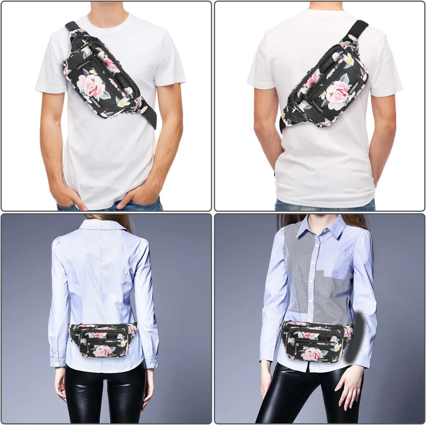 CXWMZY Fanny Packs For Women & Men Waist Pack Hip Bum Bag with Multi-Pockets Large Capacity Waterproof Casual Bum Bag for Disney Traveling Casual Cycling Running Hiking