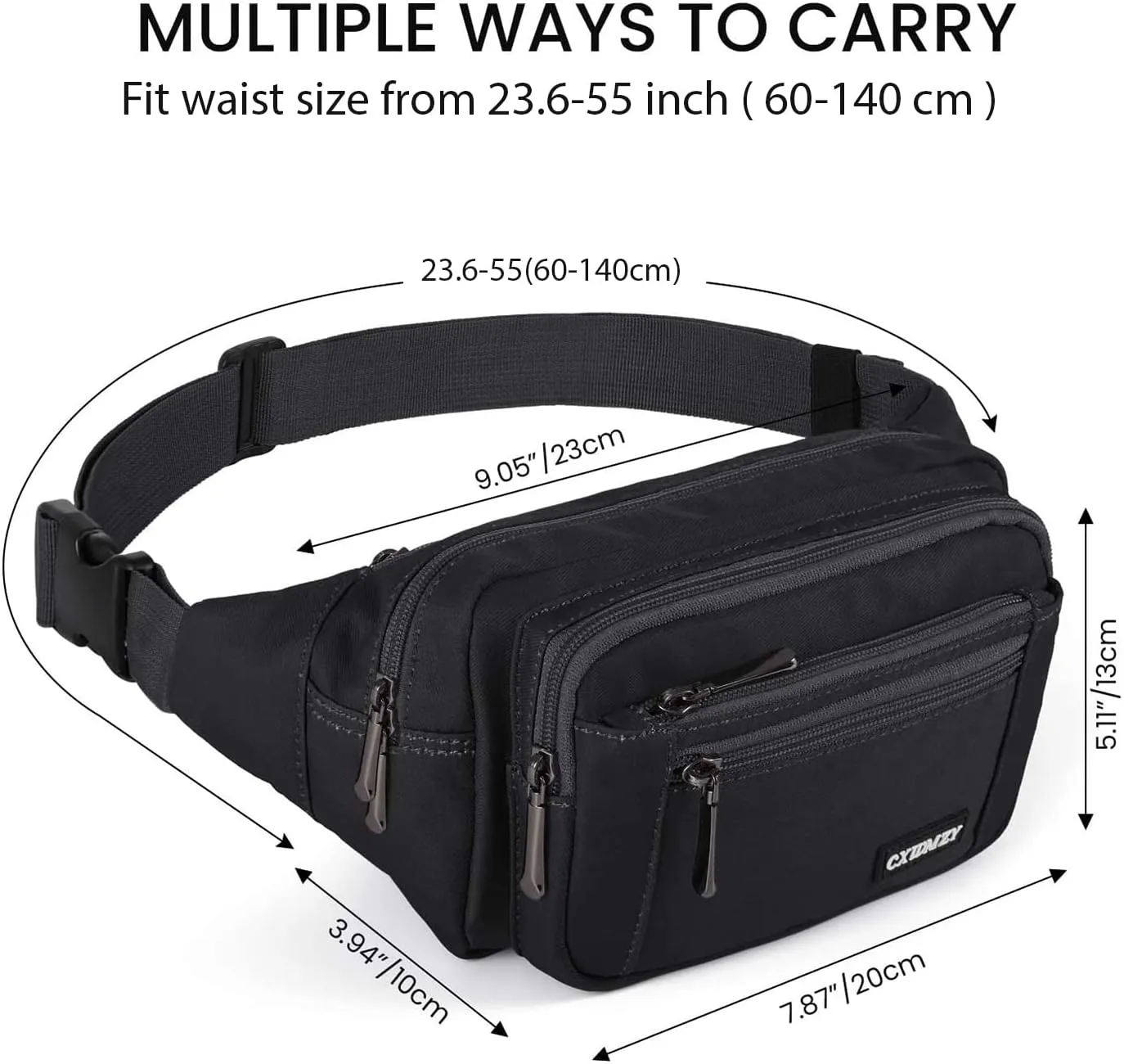 CXWMZY Fanny Packs For Women & Men Waist Pack Hip Bum Bag with Multi-Pockets Large Capacity Waterproof Casual Bum Bag for Disney Traveling Casual Cycling Running Hiking