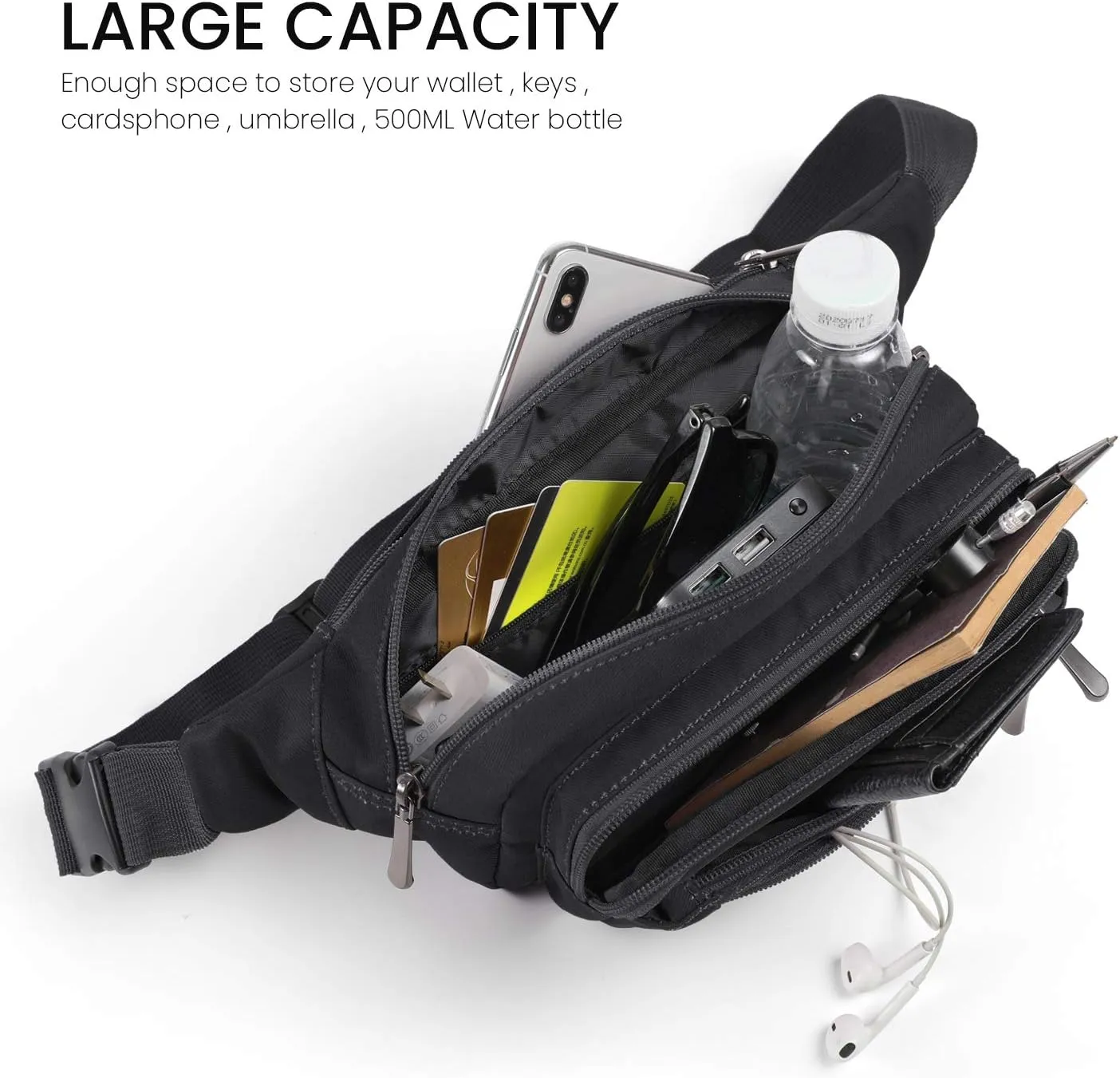 CXWMZY Fanny Packs For Women & Men Waist Pack Hip Bum Bag with Multi-Pockets Large Capacity Waterproof Casual Bum Bag for Disney Traveling Casual Cycling Running Hiking