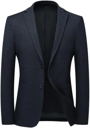 Dark Blue Men's Fashion Suit Jackets Spring Luxury Mens Formal Wedding Blazers Two Button Lightweight Slim Fit Suit Jackets