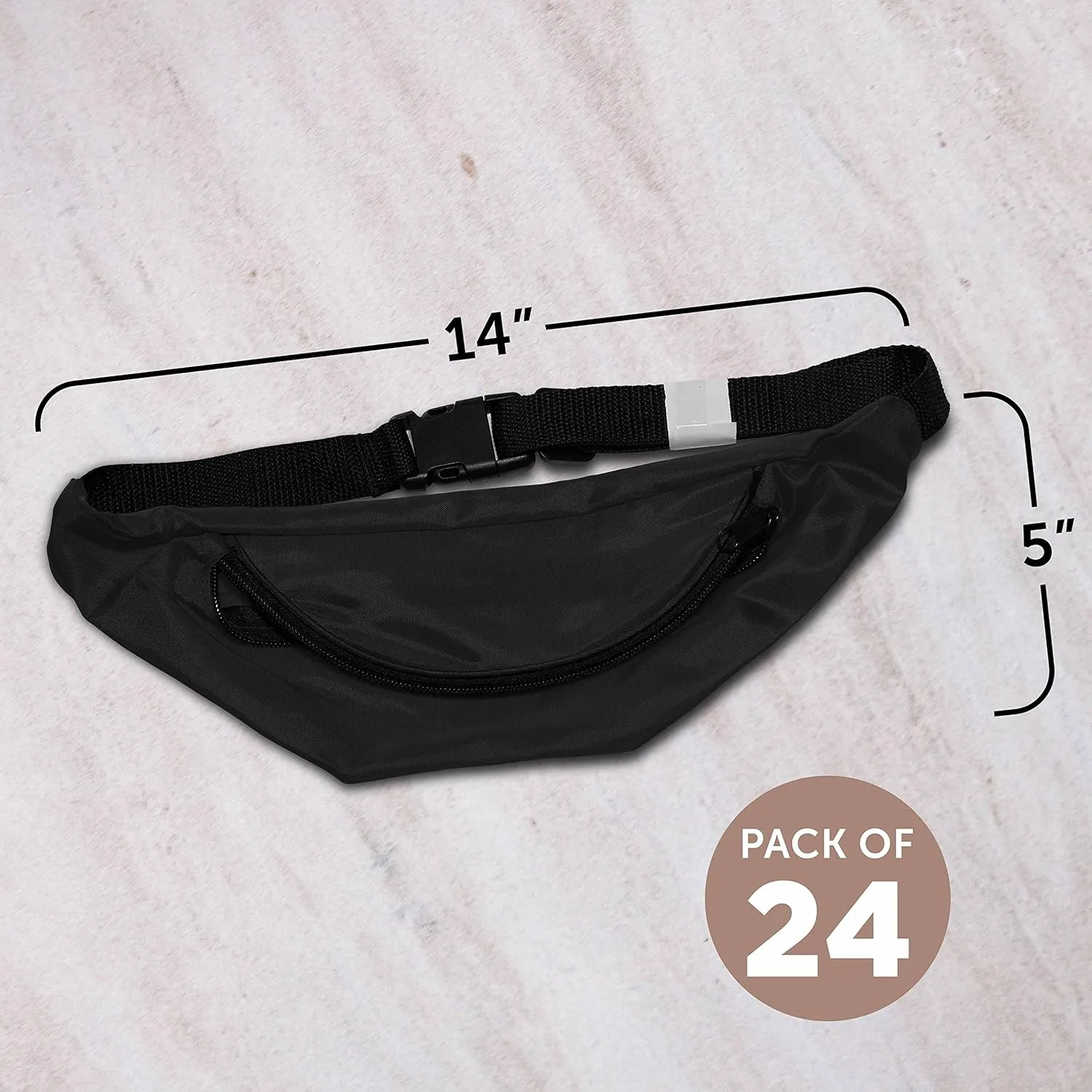 DISCOUNT PROMOS Custom Basic Polyester Fanny Packs Set of 100, Personalized Bulk Pack - Perfect for Outdoor Events And For Everyday Use - Black