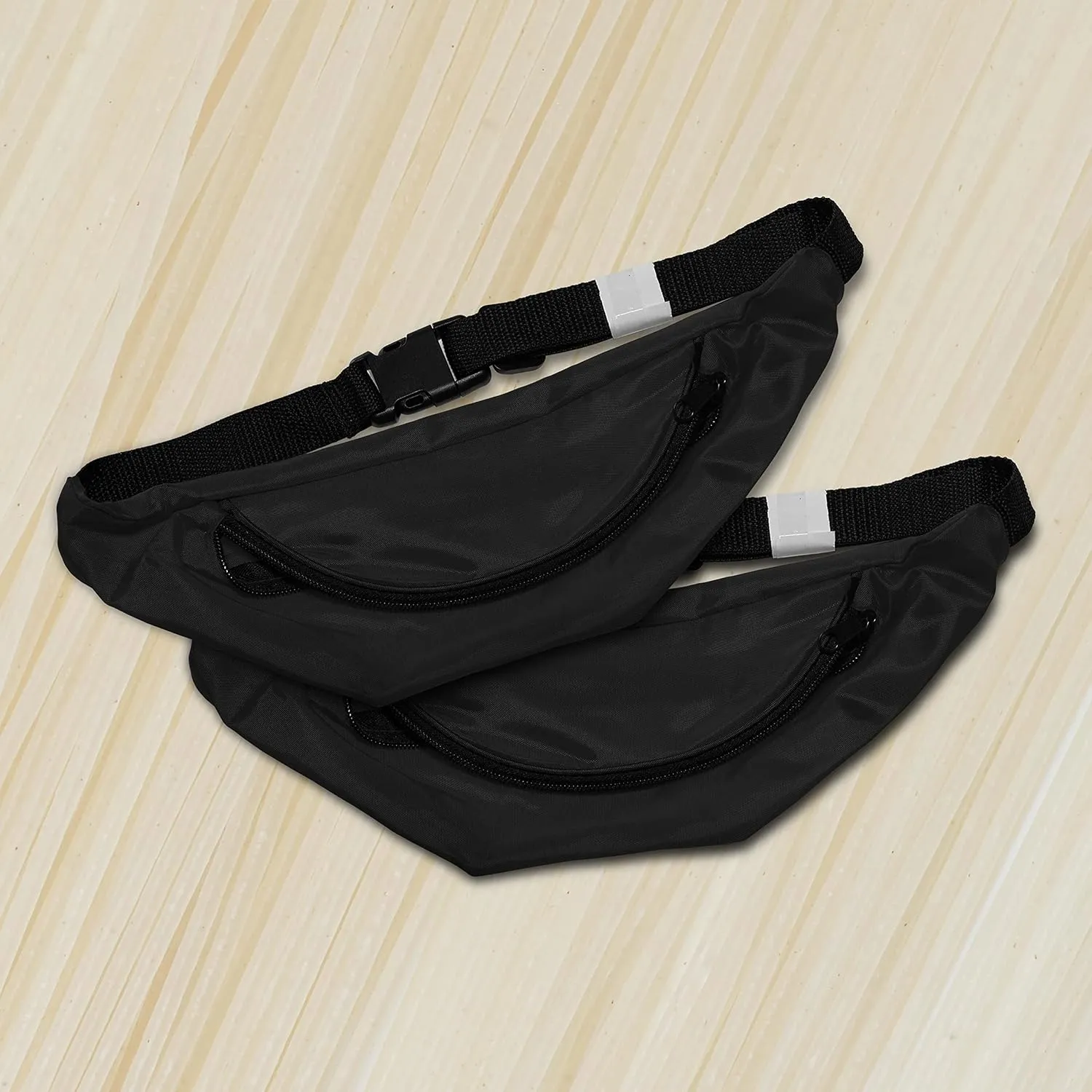 DISCOUNT PROMOS Custom Basic Polyester Fanny Packs Set of 100, Personalized Bulk Pack - Perfect for Outdoor Events And For Everyday Use - Black