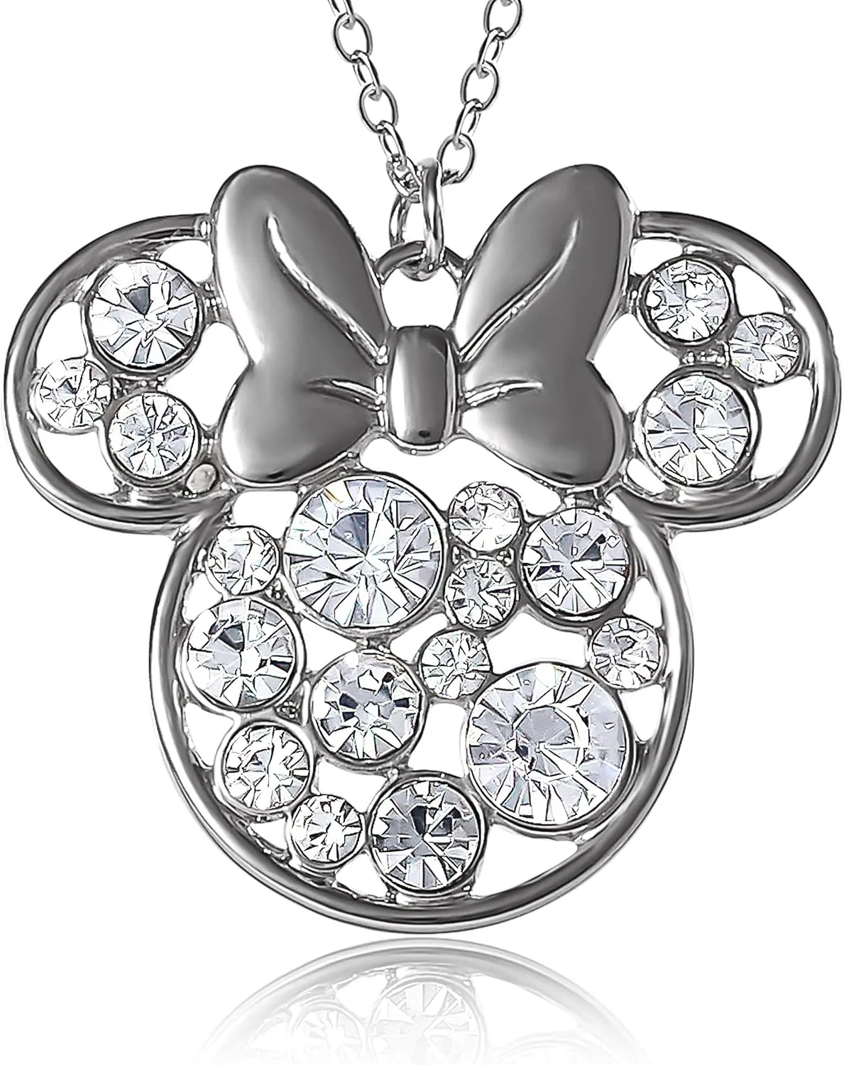 Disney Womens Minnie and Mickey Mouse Crystal Pendant Necklaces  Officially Licensed Jewelry with 16" 3" Adjustable Chains