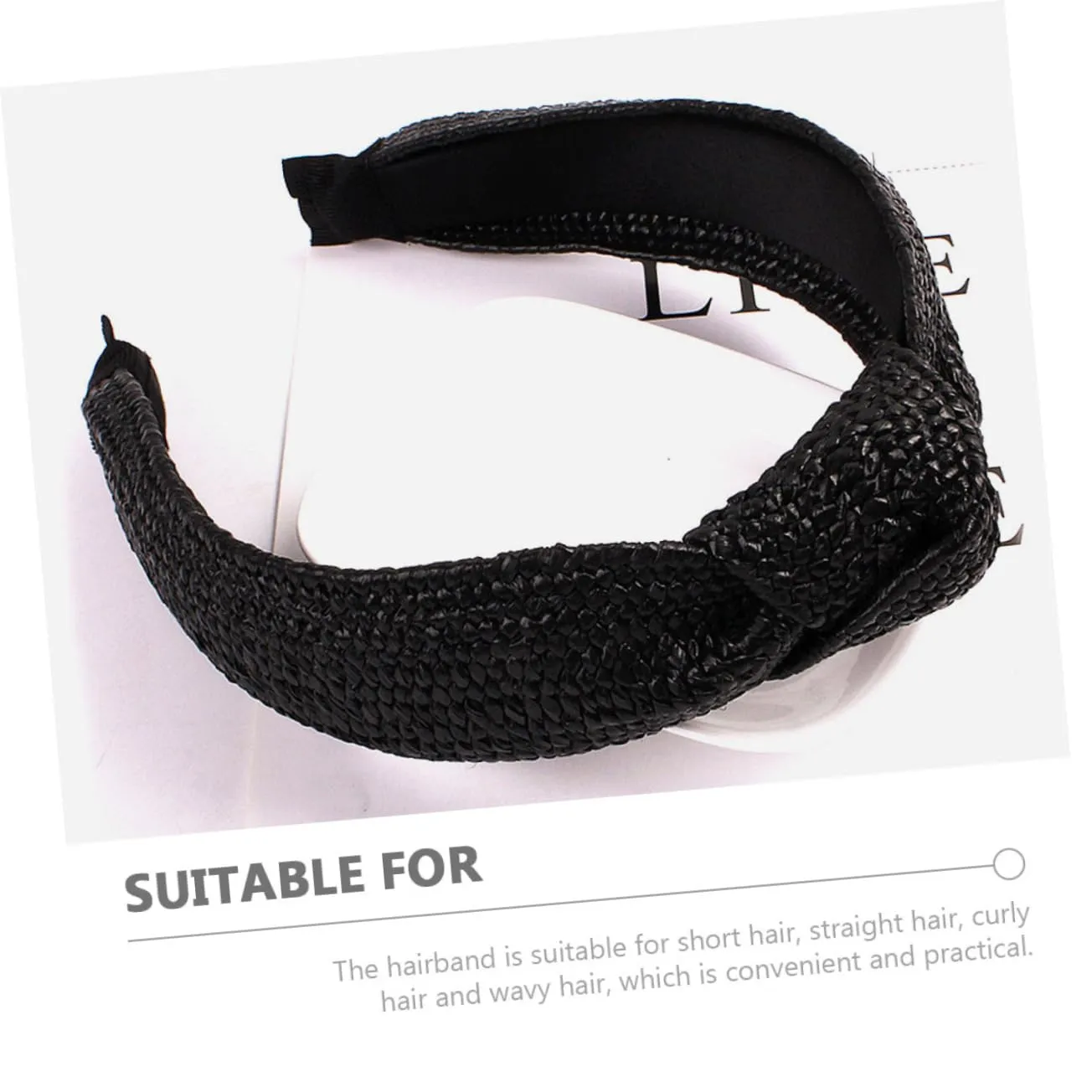 DOITOOL 3pcs Handmade Straw Headband Crochet Hair Bands for Women Knotted Headband Accessory for Party Photo Hair Hoops