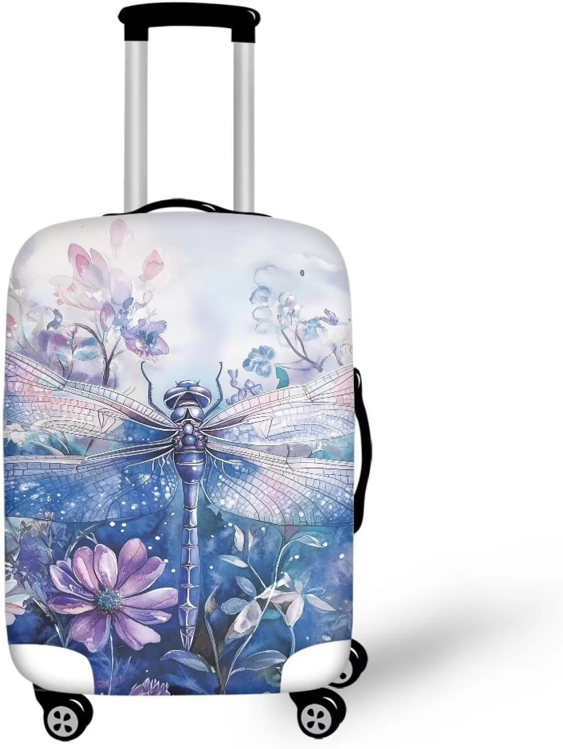 Dragonfly Luggage Cover Protector Travel Suitcase Cover Zipper Suitcase Protefctor Flowers Luggage Wraps for Suitcase Luggage Sleeve 18-32 Inch Suitcase Travel Essential