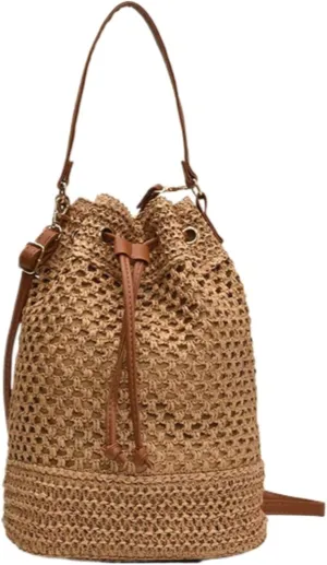 Drawstring Straw Bag Y2k Beach Crochet Bucket Bags Cute Purse Trendy 2025 Summer Small Crossbody Purses Women