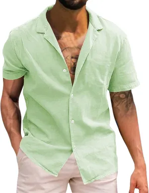 Dress Shirts for Men Wrinkle Free Cotton Linen Beach Shirts Bowling Shirts Black Button Down Shirt Men
