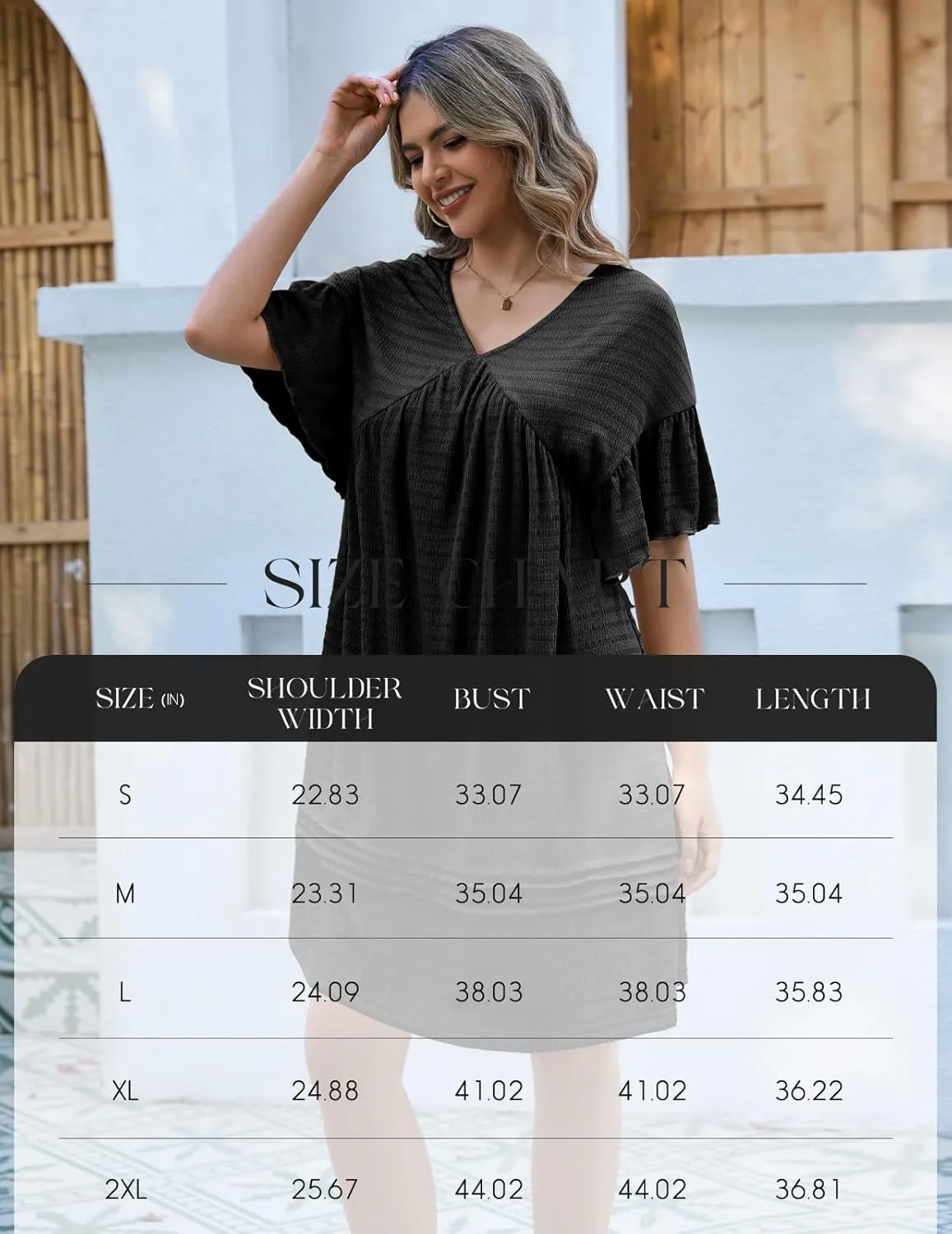 DRESSTELLS Womens Casual Dresses 2025 Spring Flowy Aline V Neck Ruffle T Shirt Summer Dress