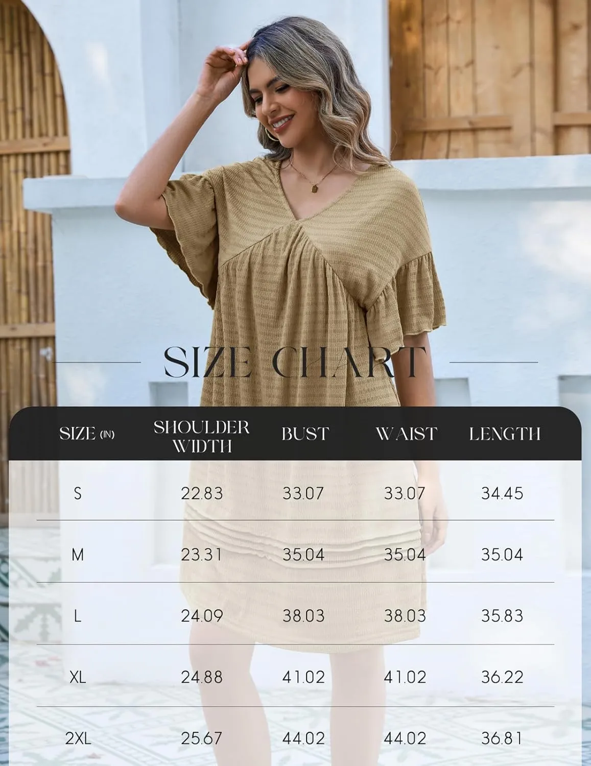 DRESSTELLS Womens Casual Dresses 2025 Spring Flowy Aline V Neck Ruffle T Shirt Summer Dress