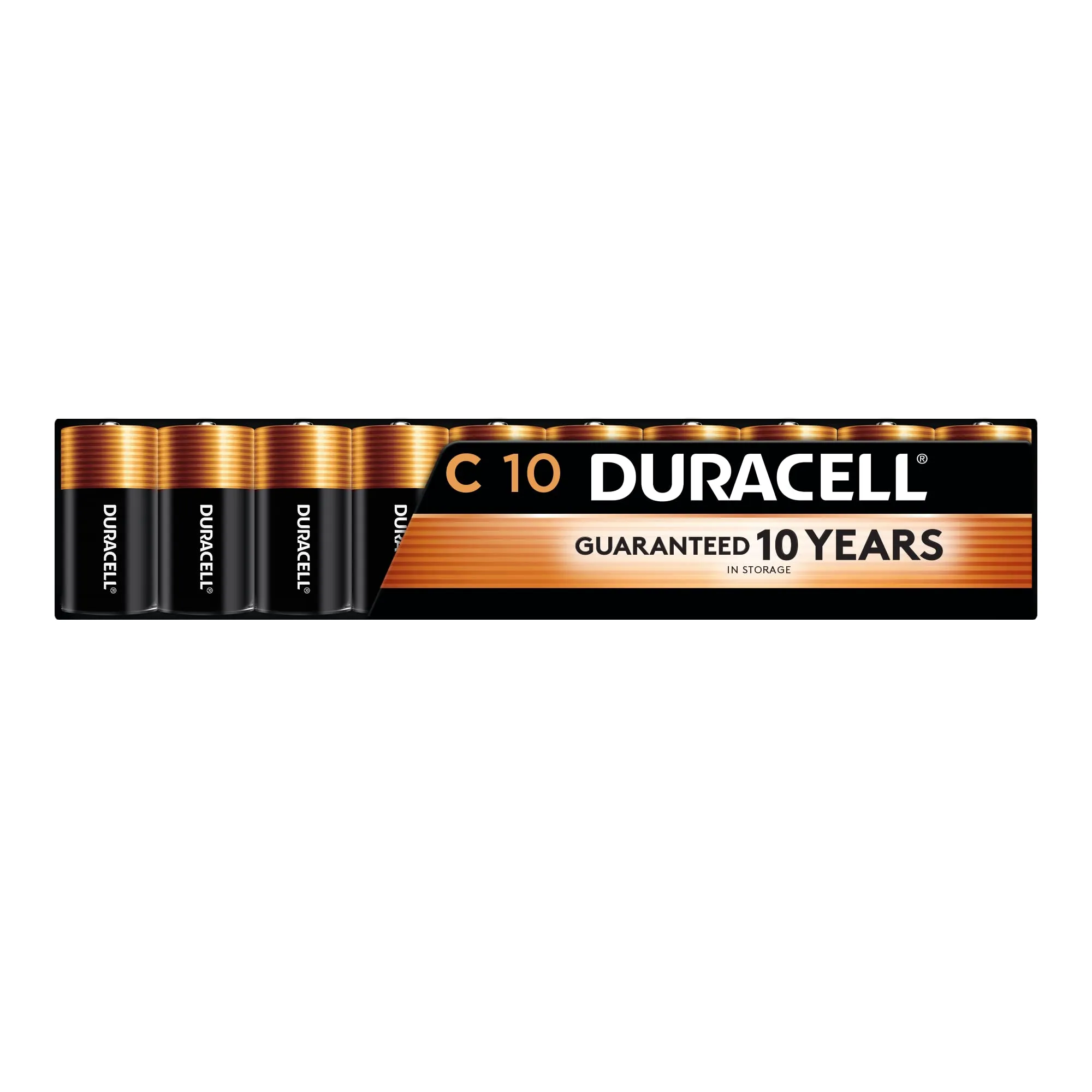 Duracell Coppertop C Batteries, 10 Count (Pack of 1), C Battery with Long-lasting Power, All-Purpose Alkaline C Battery for Household and Office Devices