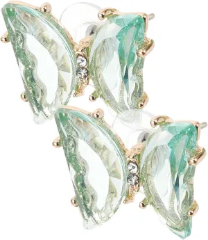 Elegant Butterfly Post Earrings 1 Set Cubic Zirconia Ear Studs for Women Minimalist Style