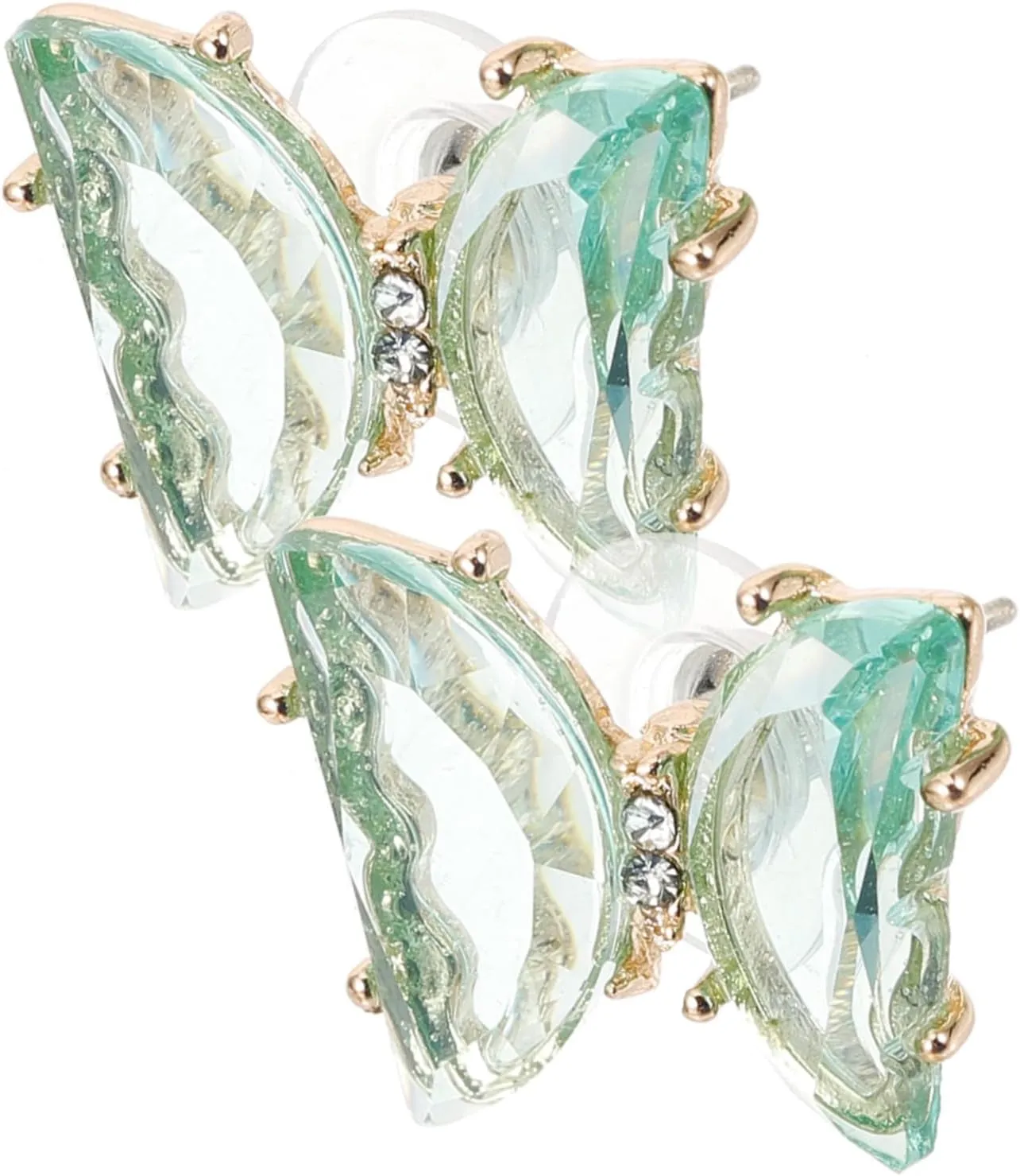Elegant Butterfly Post Earrings 1 Set Cubic Zirconia Ear Studs for Women Minimalist Style