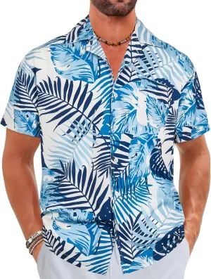 ELETOP Men's Hawaiian Shirts Short Sleeve Floral Beach Shirts Button Down Tropical Aloha Vacation Shirts
