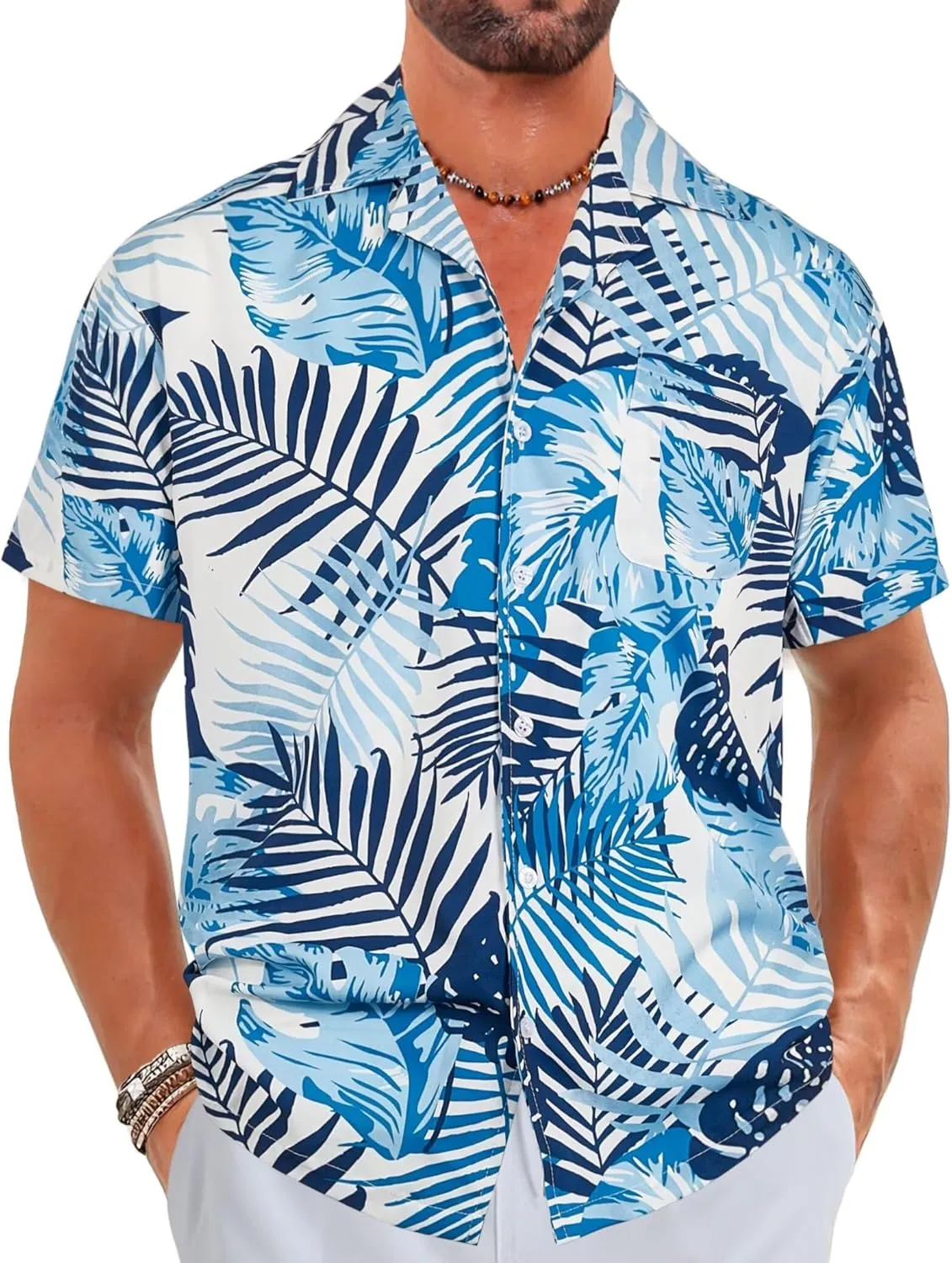 ELETOP Men's Hawaiian Shirts Short Sleeve Floral Beach Shirts Button Down Tropical Aloha Vacation Shirts