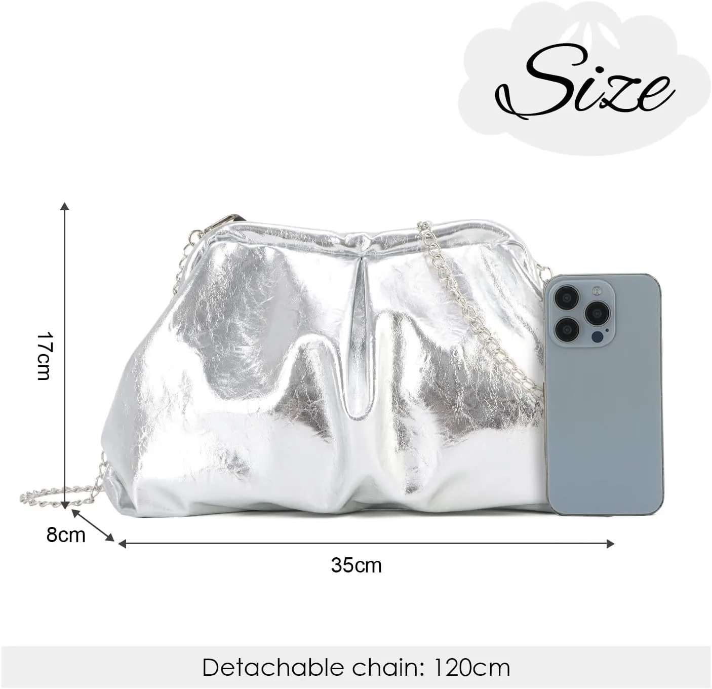 Emprier Soft Vegan Leather Clutch Purse for Women Dumpling Bag Pleated PU Evening Handbags for Wedding Party