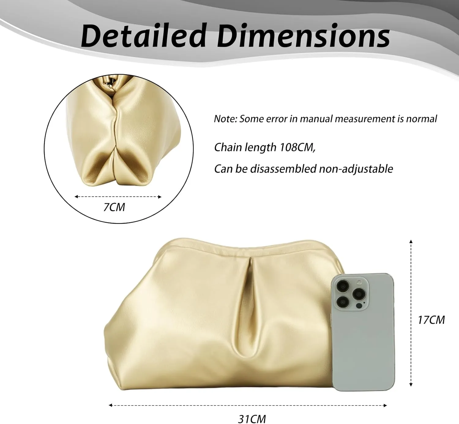 Emprier Soft Vegan Leather Clutch Purse for Women Dumpling Bag Pleated PU Evening Handbags for Wedding Party