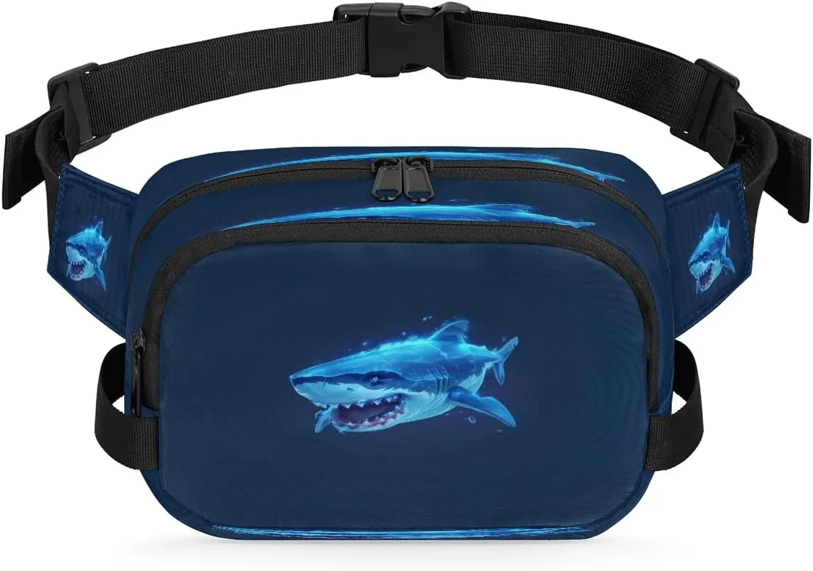Fanny Pack for Women Men Unisex, Animal Shark Waist Packs Casual Crossbody Belt Bags with Adjustable Strap for Sports Running Hiking