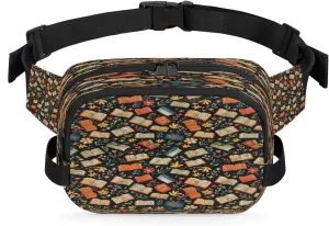 Fanny Pack for Women Men Unisex, Book Theme Waist Packs Casual Crossbody Belt Bags with Adjustable Strap for Sports Running Hiking