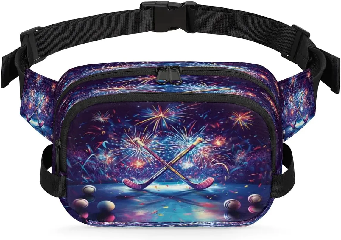 Fanny Pack for Women Men Unisex, Hockey Sports Waist Packs Casual Crossbody Belt Bags with Adjustable Strap for Sports Running Hiking