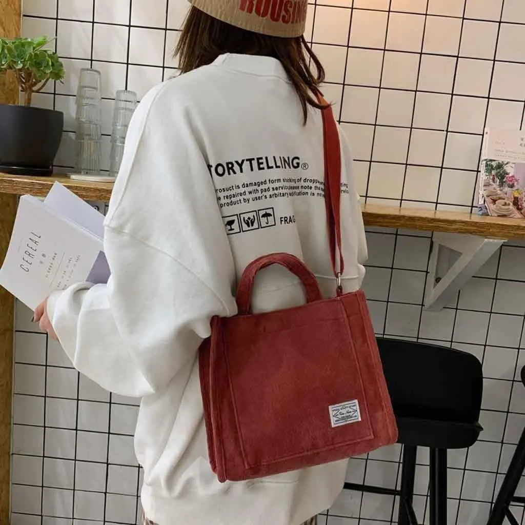 Fashion Bag Bag Handbag Corduroy Women's Casual Messenger Shoulder Canvas Bags over The Shoulder Bags (Brown, One Size)