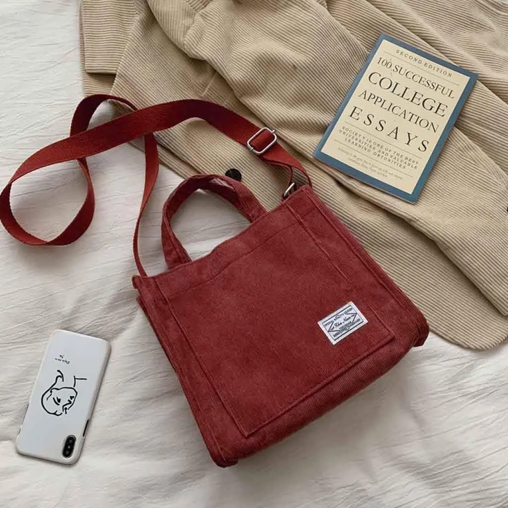 Fashion Bag Bag Handbag Corduroy Women's Casual Messenger Shoulder Canvas Bags over The Shoulder Bags (Brown, One Size)