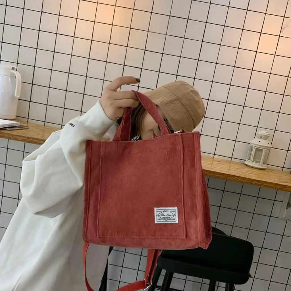 Fashion Bag Bag Handbag Corduroy Women's Casual Messenger Shoulder Canvas Bags over The Shoulder Bags (Brown, One Size)